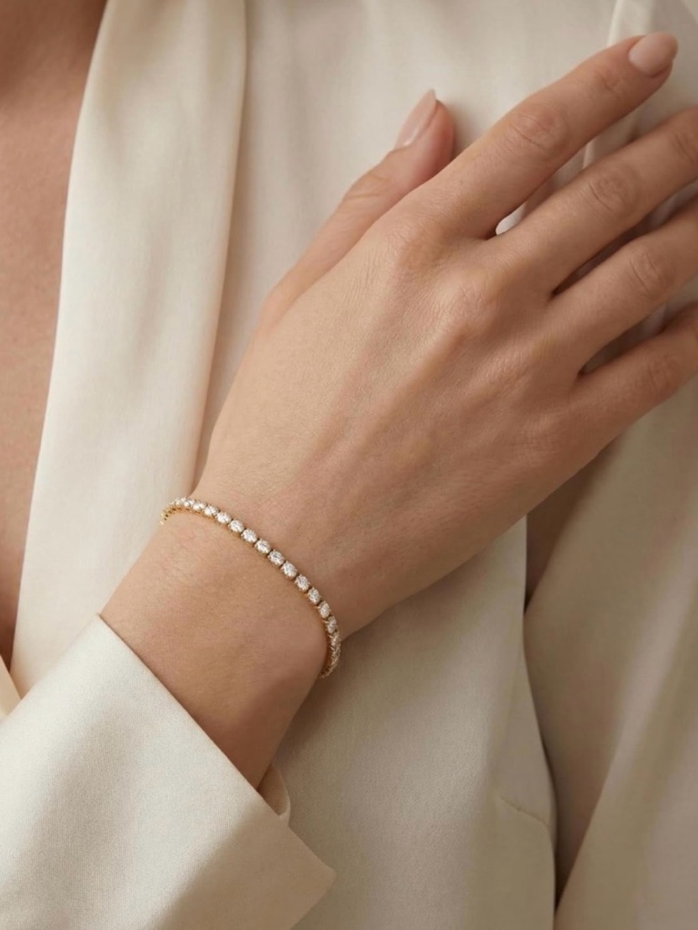 ⭐️FINAL PRICE #25 Dainty Gold Plated Tennis Bracelet with Clear Stones - Picture 2 of 2